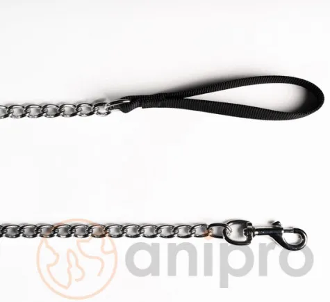 Anipro - Повод синджир за кучета, 2.0 мм/100 см. с дръжка черна лента 4