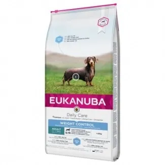Eukanuba Daily Care Control Weight - Пълноценна суха храна за израснали кучета от малки и средни породи за поддържане на здравословно тегло със сушено пиле и пуйка, 2.3 кг