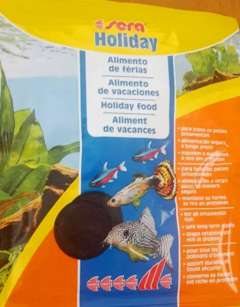 Sera Нoliday - Храна за риби на таблетки. 1 таблетка е достатъчна за 1 седмица в средно 80 литра аквариум, 10 таблетки