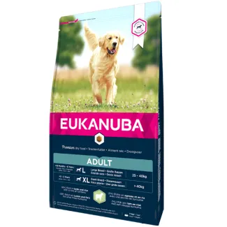 Eukanuba Dog Adult Large Breed Lamb - Пълноценна суха храна за израснали кучета от големи породи с агнешко меси и ориз, 18 кг.