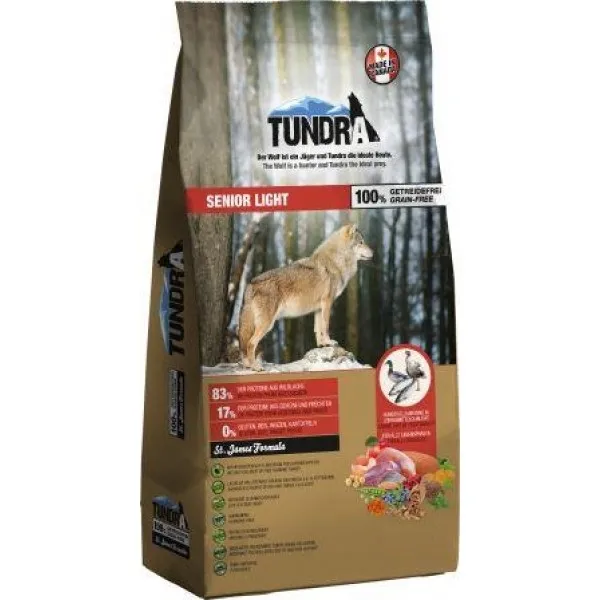 Tundra Senior Grain Free - Премиум пълноценна суха храна за кучета в напреднала възраст, без зърно, с пуешко , пилешко, патешко и сьомга 11.340