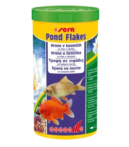 Sera Pond Flakes - Храна на люспи за златни рибки, шарани и други езерни риби 1000 мл.