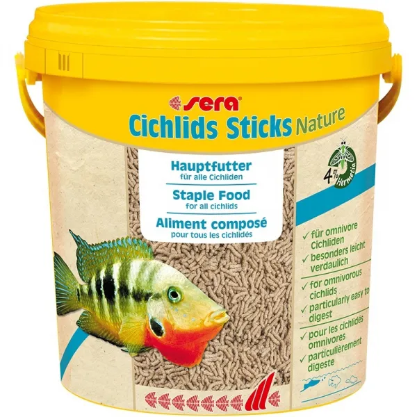 Sera Сichlids Sticks Nature - Храна за всички видове цихлиди и други едри риби 10 000 мл.