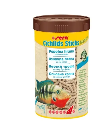 Sera Сichlids Sticks Nature - Храна за всички видове цихлиди и други едри риби 1000 мл.