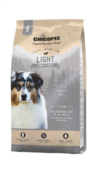 Chicopee Classic Nature Light-Храна за кучета при наднормено тегло с агне и ориз, 15кг