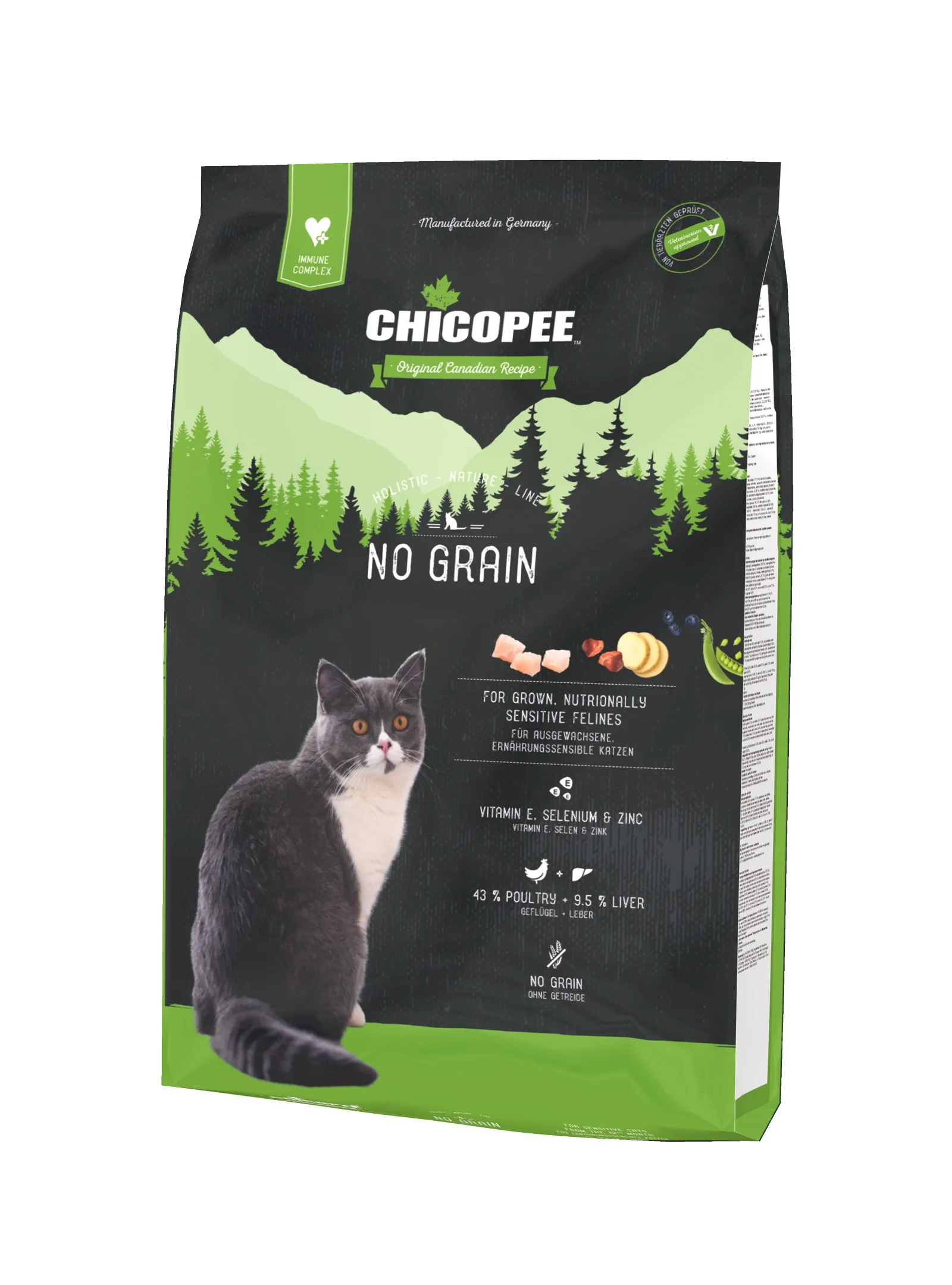 Chicopee Holistic Nature Line No Grain-Храна за котки, за чувствителни и над 7 години  с пилешко месо 1.5 кг.
