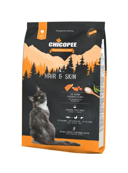 Chicopee Holistic Nature Line Hair&Skin-Храна за котка за израснали породисти котки,блестяща и еластична кожа и козина-1.5 кг.