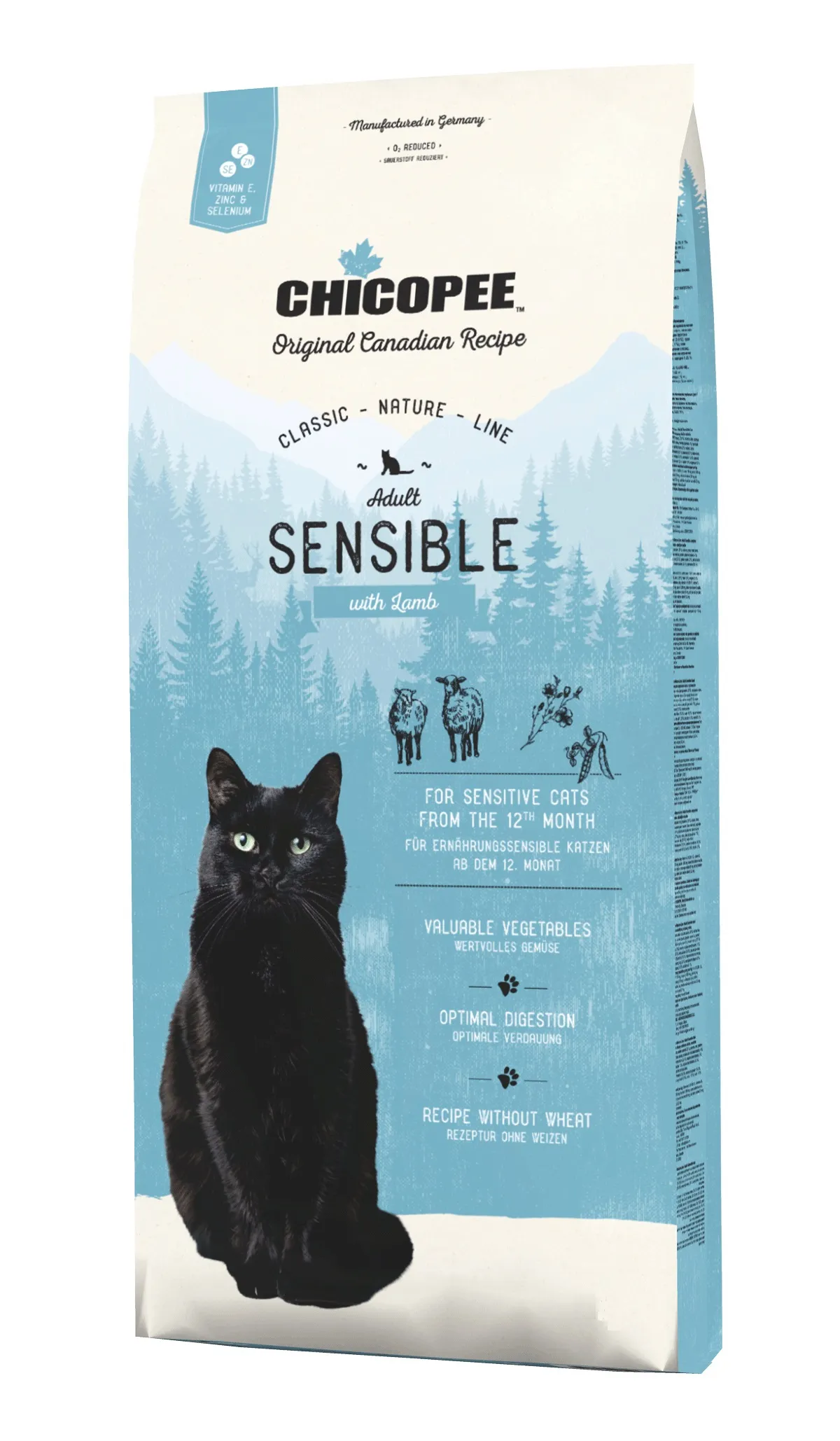 Chicopee Classic Nature Line Adult Sensible-Храна за котки с чувствителни стомаси с агнешко месо 1.5 кг.
