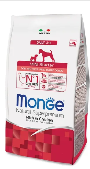 MONGE GEMON MINI STARTER – за бременни и кърмещи кучета и кученца по време на отбиването от дребни и миниатюрни породи, 15 кг.