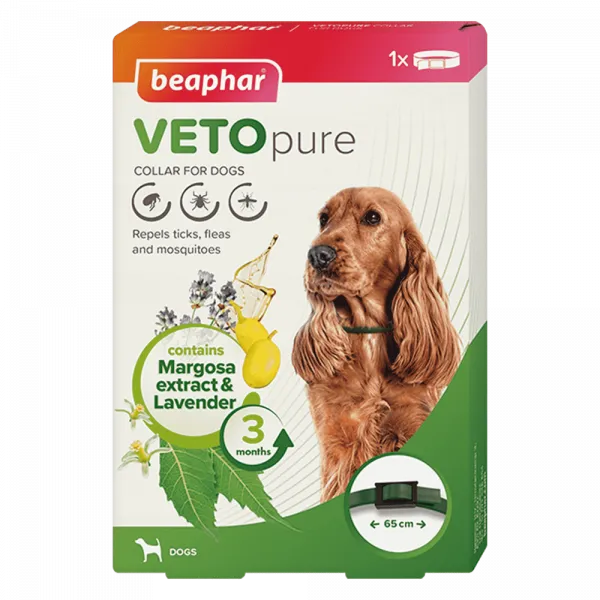 Beaphar Veto Pure Bio - Противопаразитна каишка за кучета на билкова основа 65 см.