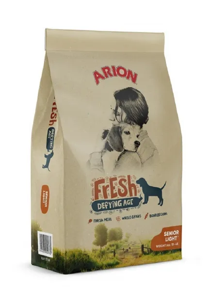 Arion Fresh Adult Senior Light - Пълноценна суха храна за възрастни кучета и кучета с наднормено тегло, 12 кг.