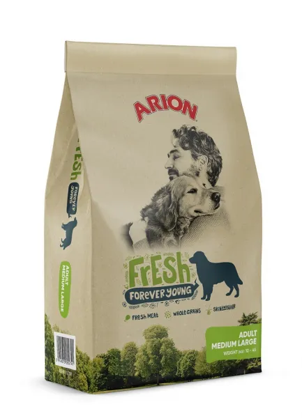 Arion Fresh Adult Medium & Large Breed - Пълноценна суха храна за израснали кучета от средни и едри породи с пилешко месо, 12 кг.