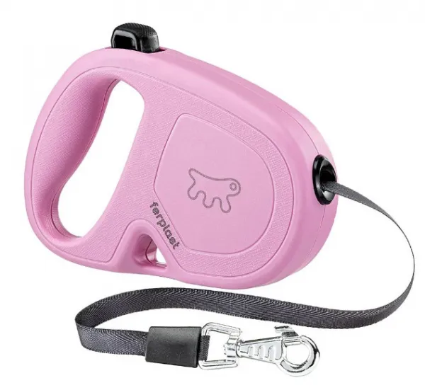 Ferplast Flippy One Tape Small - Автоматичен повод за кучета, 4 метра лента за кучета до 15 кг. - розов