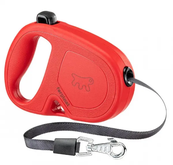 Ferplast Flippy One Tape Medium - Автоматичен повод за кучета, 5 метра лента за кучета до 25 кг. - червен 1