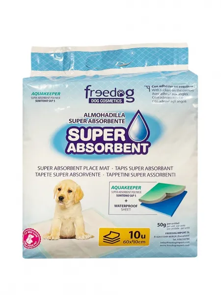 Freedog Super Absorbent Pee Pads - Супер абсорбиращи постелки за кучета, 90/60 см. - 10 броя в пакет