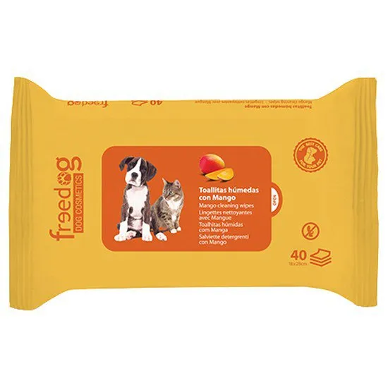 Talcum Mango Wipes - Мокри кърпи за кучета и котки с аромат на манго, 40 броя