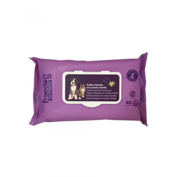 Freedog Lavender&Vanilla Cleaning Wipes - Почистващи кърпички с аромат на лавандула и ванилия, 40 броя