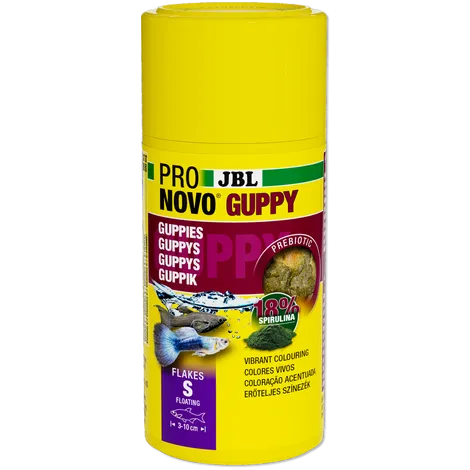 JBL Pronovo GUPPY Flakes S - Люспи за основна храна за аквариумни риби размер S за гупи и други живораждащи от 3-10 см., 100 мл.