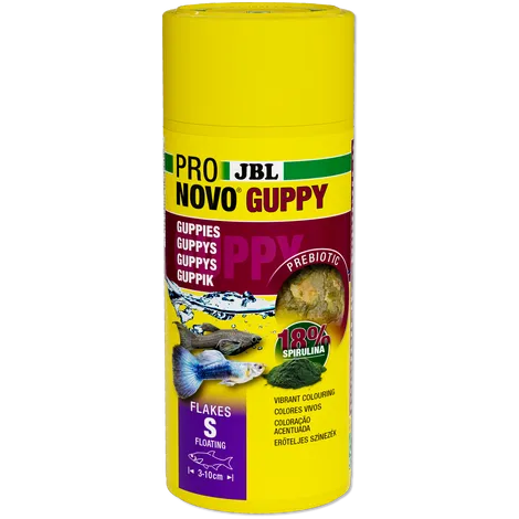 JBL Pronovo GUPPY Flakes S - Люспи за основна храна за аквариум в размер S за гупи и други живораждащи от 3-10 см., 250 мл.