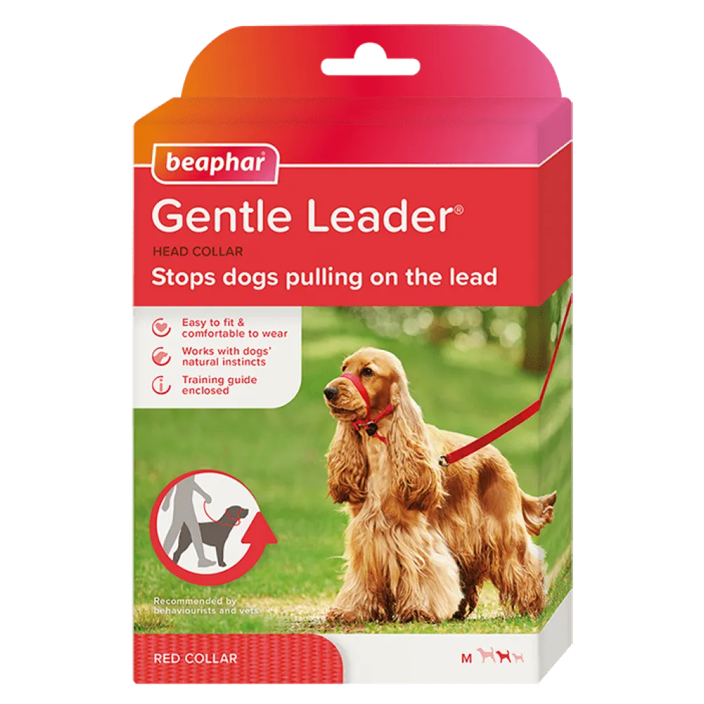 Beaphar Gentle Leader - Повод срещу дърпане за кучета от средни породи, червен 1