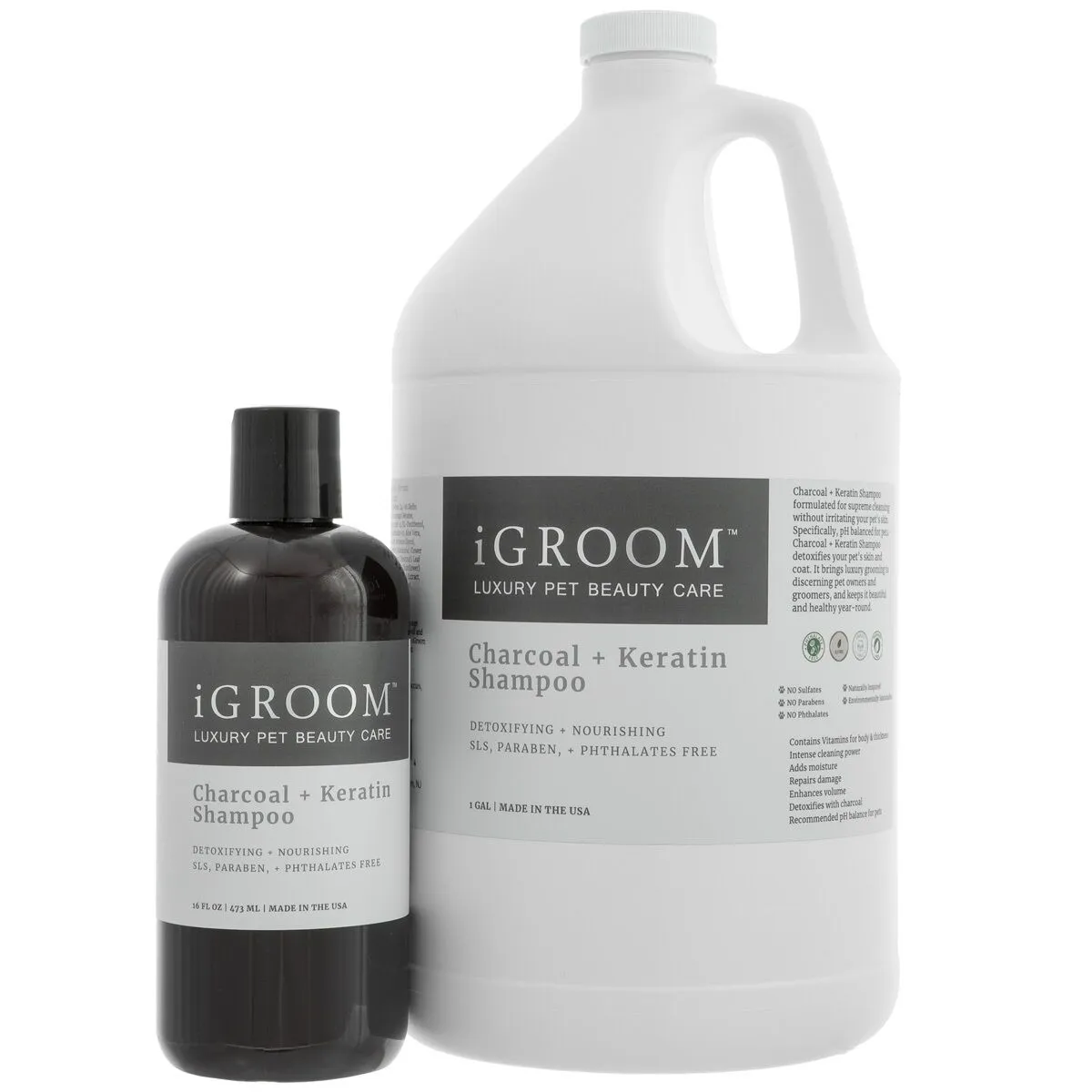 Igroom Charcoal Keratin Shampoo - Шампоан за кучета с въглен и кератин за всички видове козина, 475 мл.