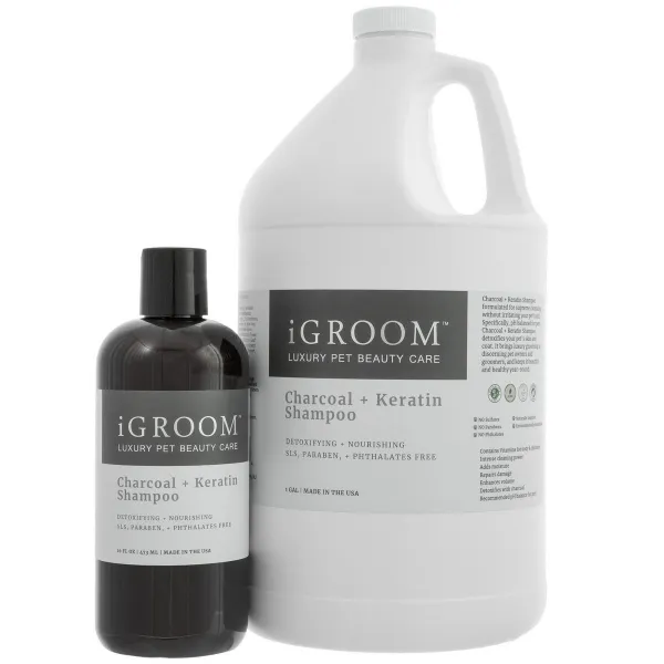 Igroom Charcoal Keratin Shampoo - Шампоан за кучета с въглен и кератин за всички видове козина, 3,78 л.