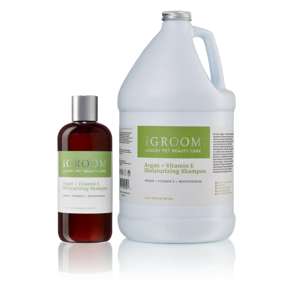 Igroom Argan & Vitamin E - Овлажняващ шампоан за кучета за мека и блестяща козина, с арган и Витамин Е, 475 мл.