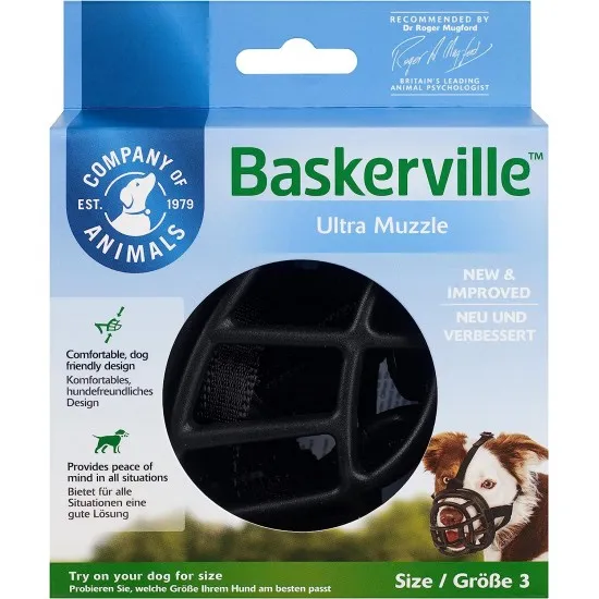 Baskerville Ultra Muzzle - Намордник за кучета, размер 3 за средни породи като коли, бултериер  1