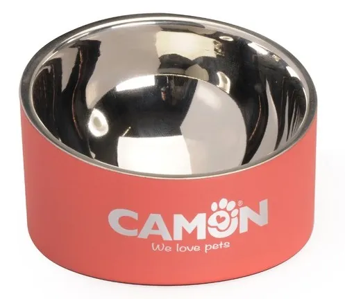 Camon - Стоманена купа за вода за кучета и котки с двойна стена и наклон, 230 мл.