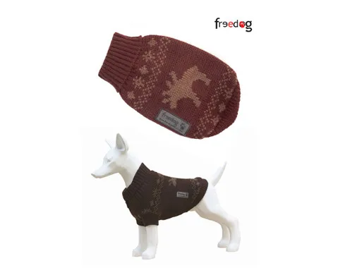Freedog Jersey Elk color Marron - Модерен пуловер за кучета, тъмно кафяв, 15 см.