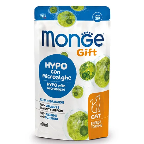 Monge Gift Energy Topping Hypo – Енергиен топинг за котки, хипоалергенен с микроводорасли, 60 мл./2 броя