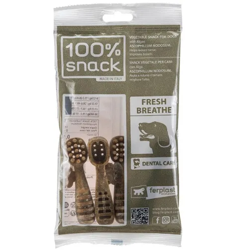 Ferplast Snack Fillable Small - Toothbrush Ascophillum – Датурални и вегетариански дентални стикове във форма на четка за зъби за кучета с аскофилум, 62 гр. 1