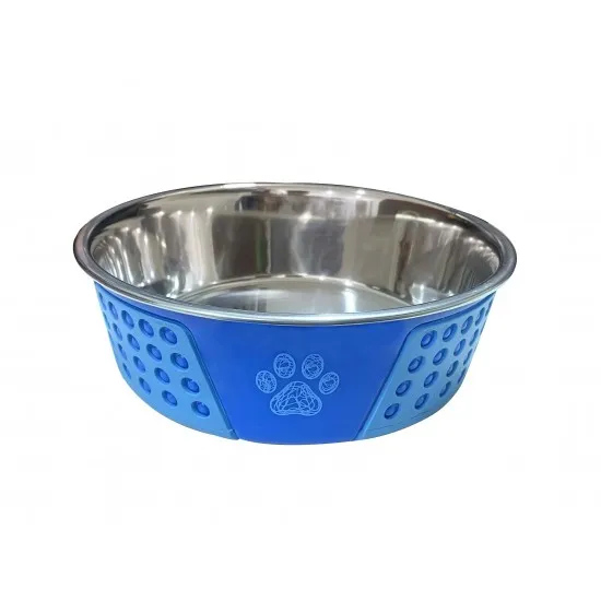 Anipro Hermosa - Метална купа за кучета за храна и вода, синя 21 см, 1.6 литра