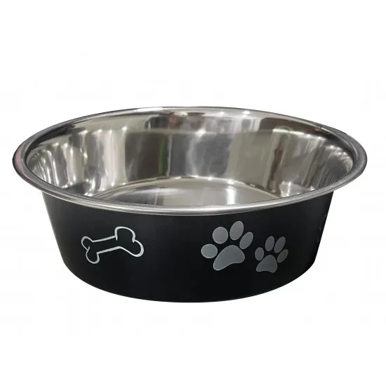 Anipro Paws No Slip - Метална купа за храна и вода за кучета, черна 24 см, 2.6 л