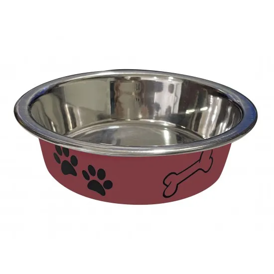 Anipro Paws No Slip - Метална купа за храна и вода за кучета, червена 24 см, 2.6 л