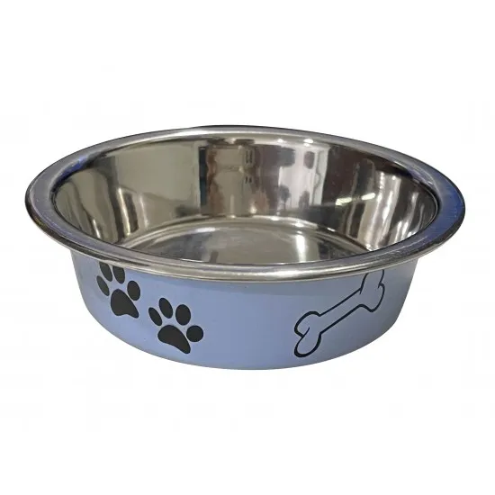 Anipro Paws No Slip - Метална купа за храна и вода за кучета, синя 24 см, 2.6 л