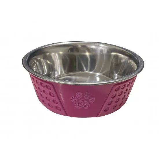 Anipro Hermosa - Метална купа за кучета и котки за храна и вода, розова 17 см, 0.8 л
