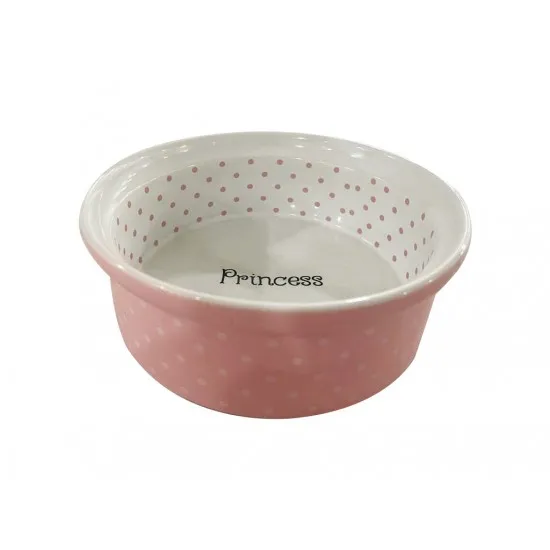 Anipro Princess - Керамична купа за храна и вода за кучета и котки, розова 16 см, 700 мл.