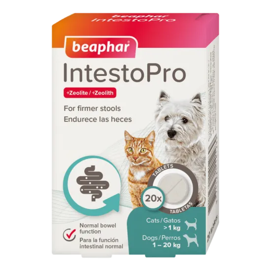 Beaphar IntestoPro - Таблетки за дребни породи кучета и котки, за подобряване на чревната микрофлора, 20 броя