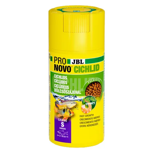 JBL Pronovo Cichlid Grano S  - Основна храна за аквариумни рибки, под формата на гранули, за цихлиди (3-10 см) - 100 мл.