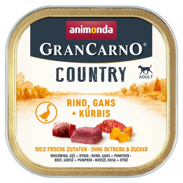 Animonda GranCarno Country - Пълноценна консервирана храна за израснали кучета с говеждо, патица и тиква, 150 гр./3 броя