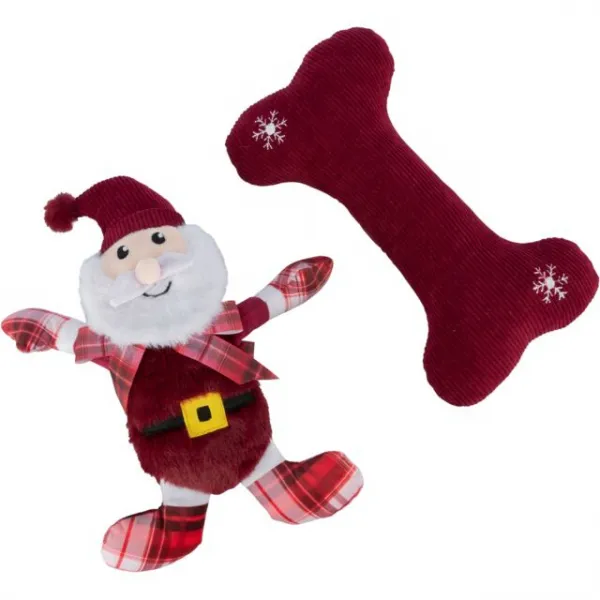 Trixie Bone and Santa Claus - Коледни играчки за кучета във форма на кокал и Дядо Коледа, 30 см.