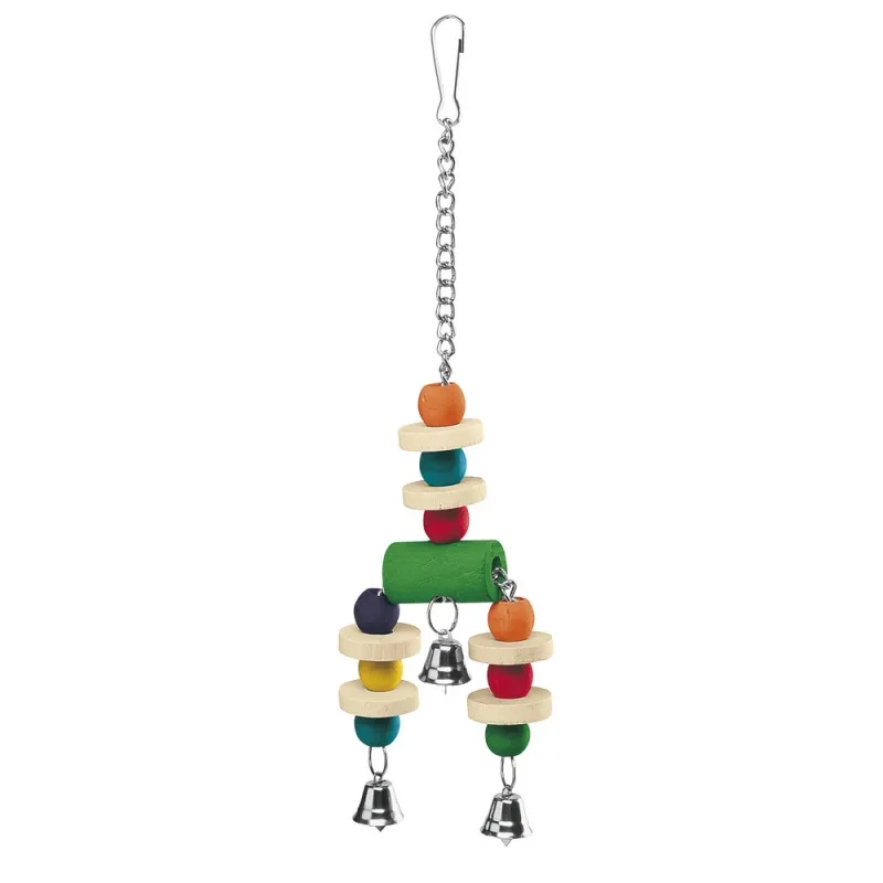 Ferplast Parrot Toy - Забавна и цветна дървена играчка за папагали, 9 / 3 / 32 см.