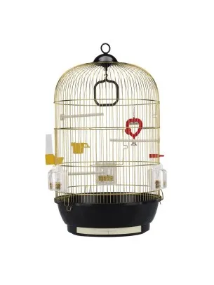 Ferplast - Cage Diva Brass - Оборудвана клетка за канарчета, екзотични и други малки птици - размер Ø 40 x H 65 см. 2