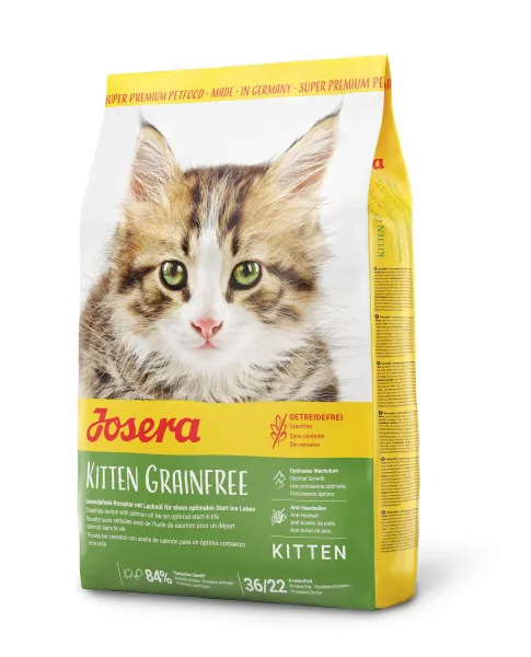 Josera Kitten GrainFree - Пълноценна суха храна за подрастващи котки до една година с пилешко месо, 10 кг.