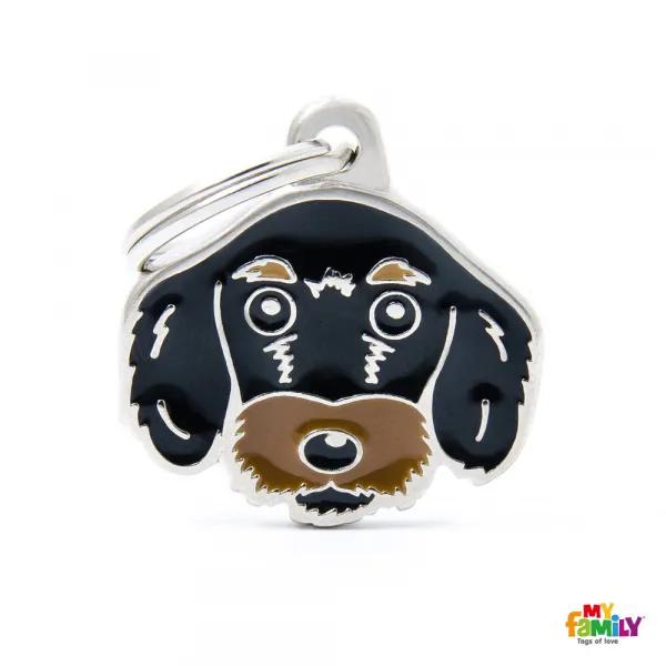 My Family dog Tag - Модерен медальон за кучета от порода немски дакел, 2.2/2.7 см.