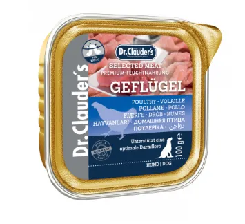 Dr. Clauder's - Selected Meat Geflugel - /Pre Biotics/-консервирана храна с пилешко месо за кучета - 6 броя х 100 гр.