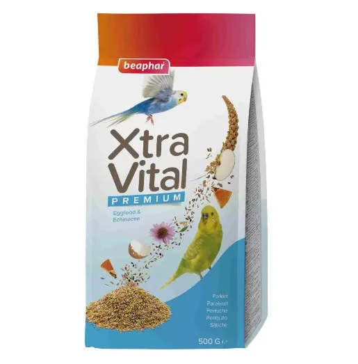 Beaphar XtraVital Parakeet  - Премиум храна за вълнисти папагали от семена, подове и яйчна храна, 500г.