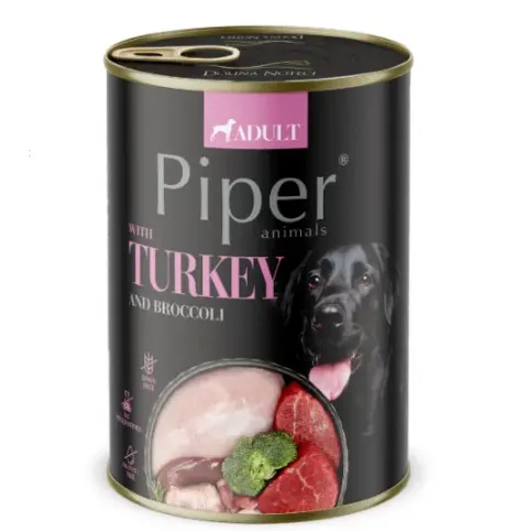 Piper Adult Dog – Консервирана храна за кучета с пуешко месо и броколи, 400 гр.