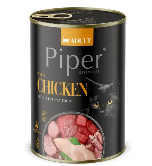 Piper Cat - Консервирана храна за израснали котки с пилешко месо, 400 гр.